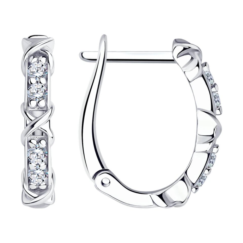 Серьги из серебра с фианитами