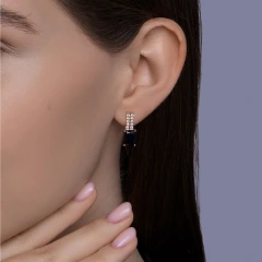 Серьги из красного золота с агатами и фианитами