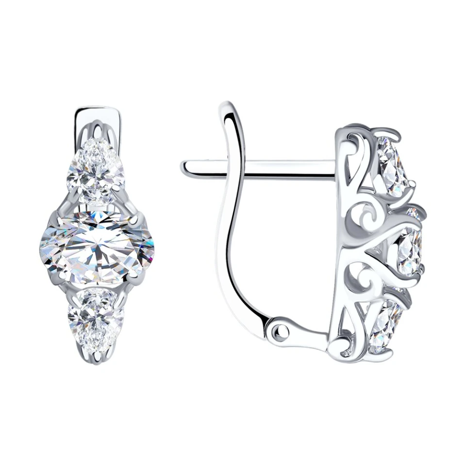 Серьги из серебра с фианитами