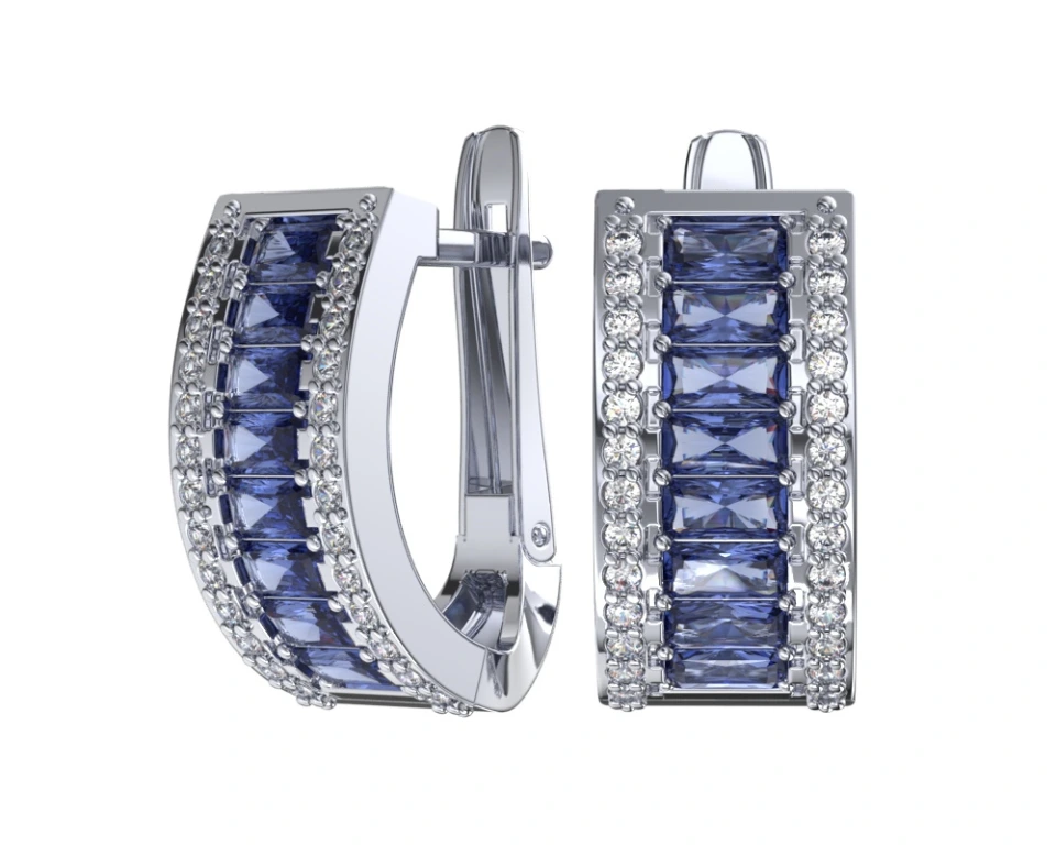 Серьги из серебра с фианитами