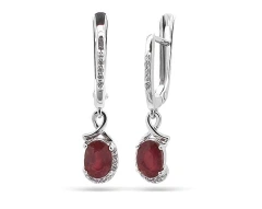 Серьги из серебра с корундами и цирконием