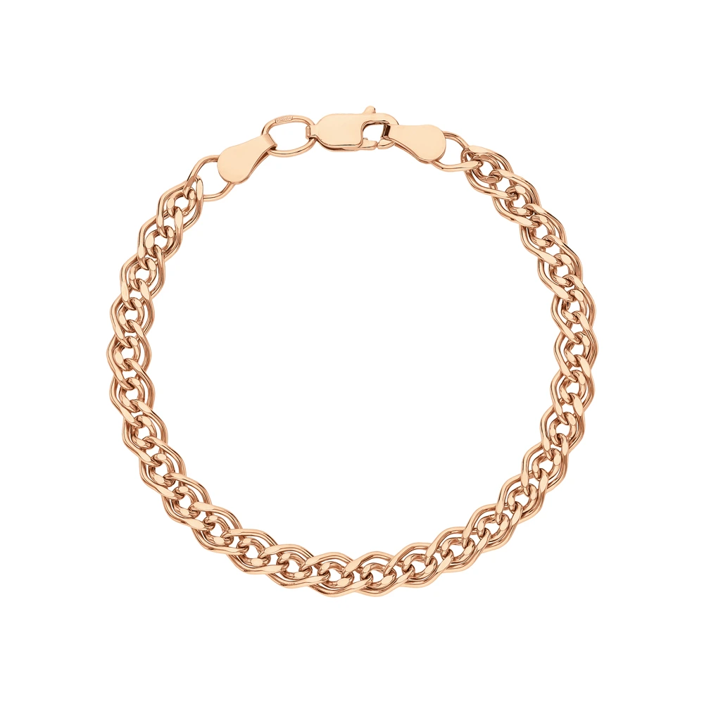 Браслет из красного золота, плетение «Нонна»