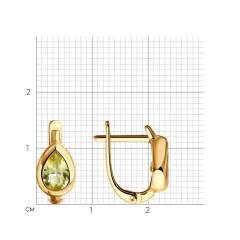 Серьги из красного золота с кварцем