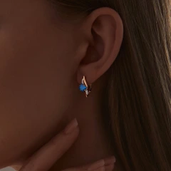 Серьги из красного золота с топазами и фианитами