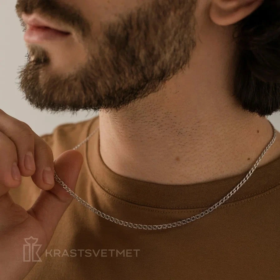 Цепь из серебра 925, плетение «Ромб двойной»