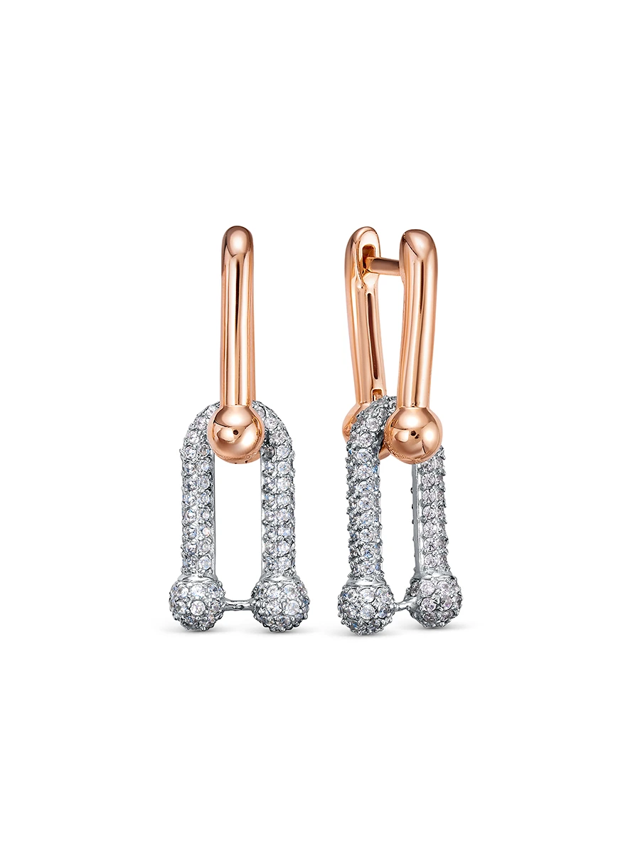 Серьги из красного золота с фианитами
