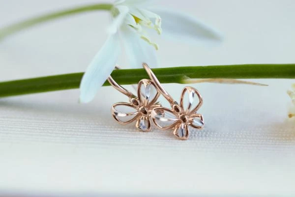 Серьги из комбинированного золота