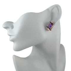 Серьги из золота с аметистом и фианитами