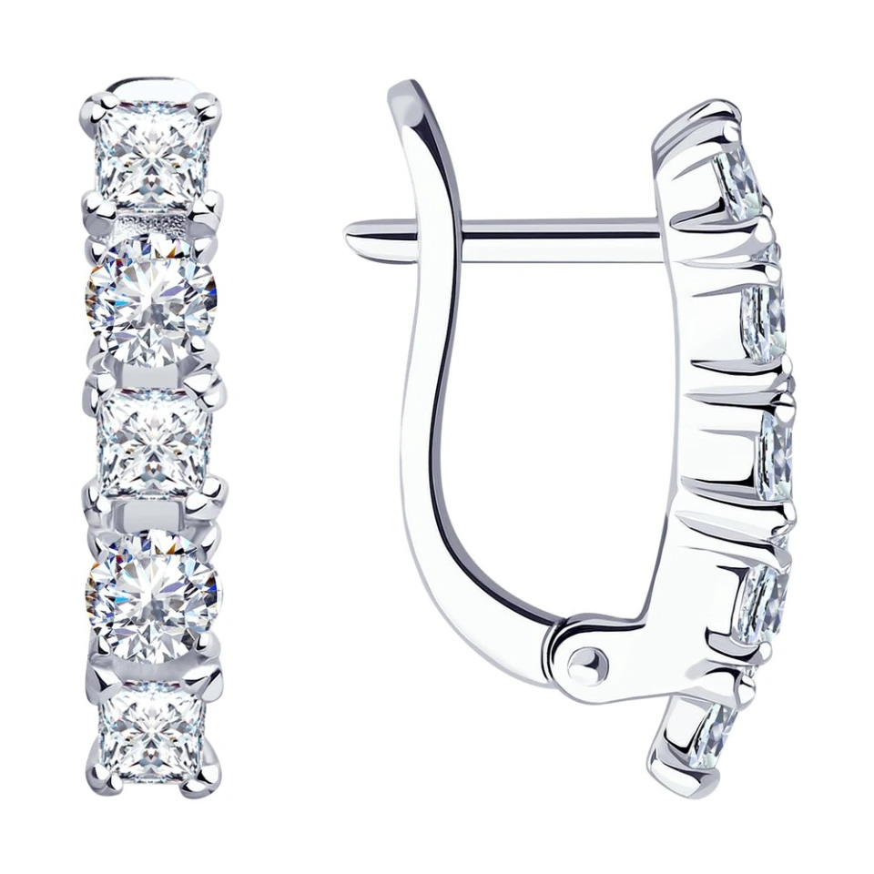 Серьги из серебра с фианитами