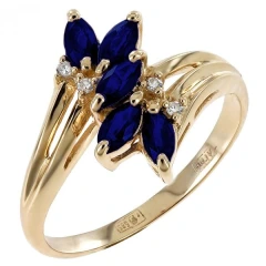 Кольцо из золота с сапфирами и бриллиантами