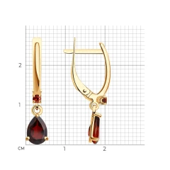 Серьги из красного золота с гранатами и фианитами