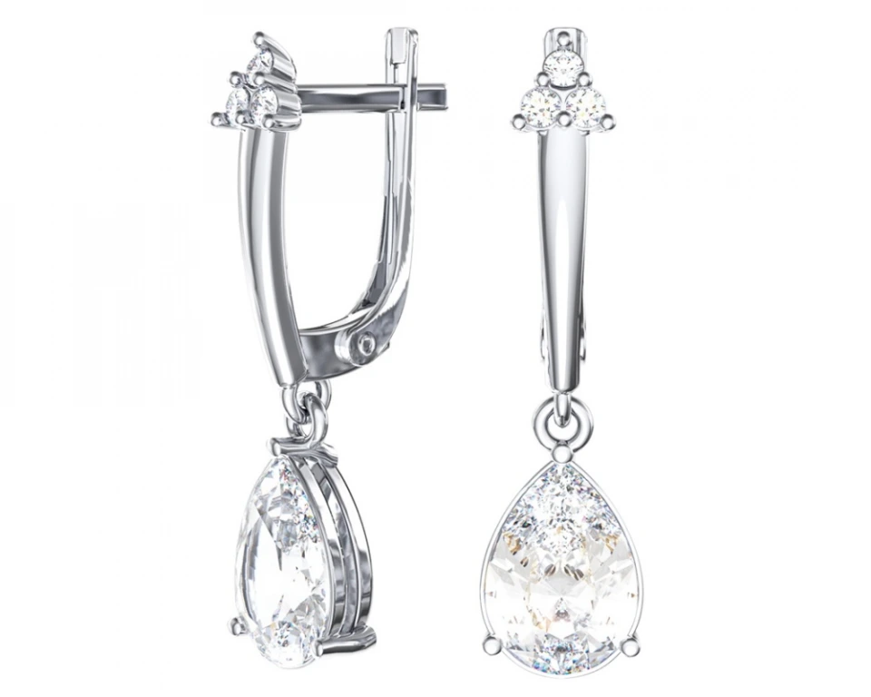 Серьги из серебра с фианитами