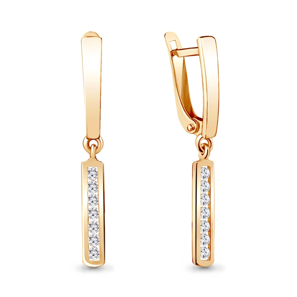 Серьги из красного золота с фианитами