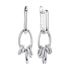 Серьги из серебра с фианитами