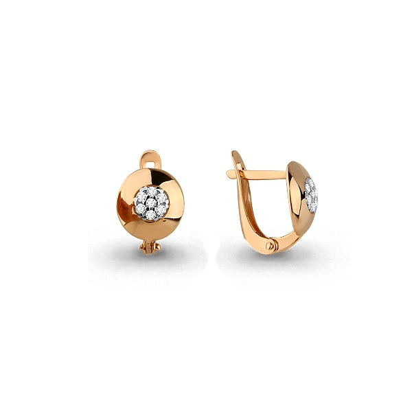 Серьги из красного золота 585 пробы с фианитами
