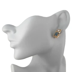 Серьги из красного золота с топазом Лондон и фианитами