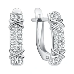 Серьги из серебра с фианитами