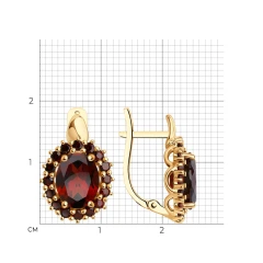 Серьги из красного золота с гранатами