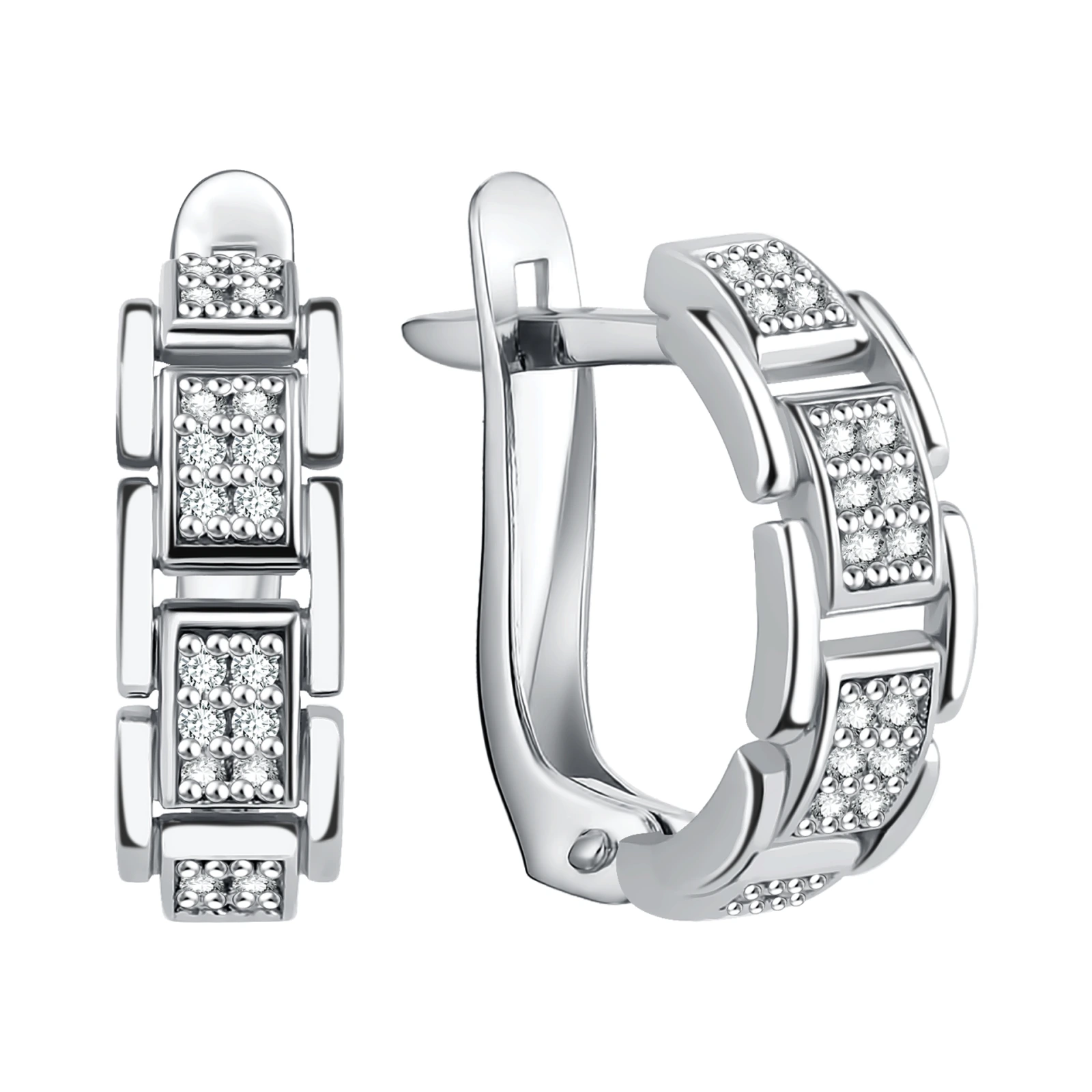 Серьги из серебра с фианитами