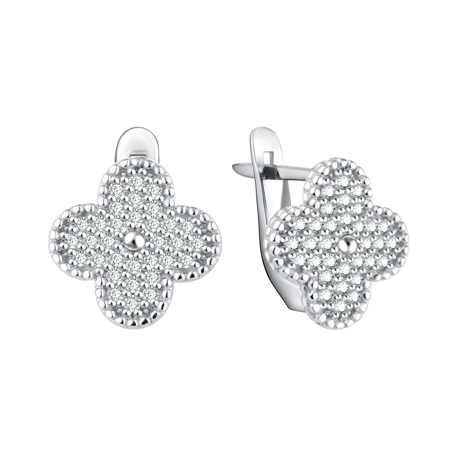 Серьги из серебра с фианитами