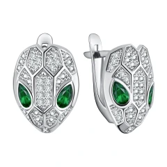 Серьги из серебра с фианитами «Змеи»