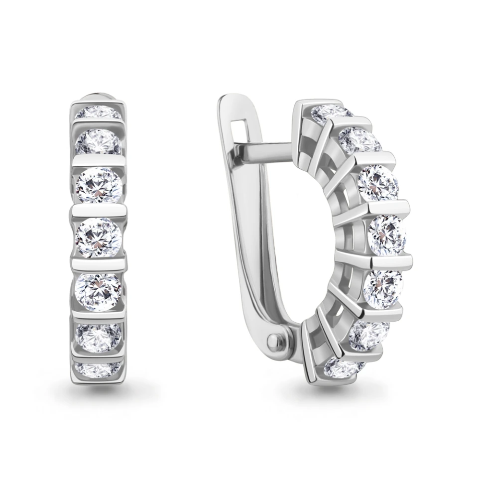 Серьги из серебра с фианитами