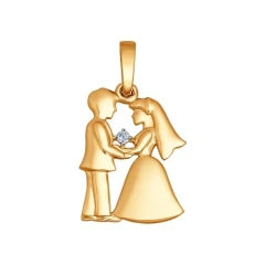 Подвеска из красного золота с бриллиантом «LOVE»