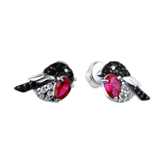 Серьги из серебра с корундами и фианитами