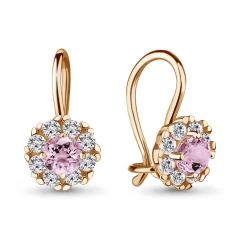 Серьги из красного золота 585 пробы с фианитами