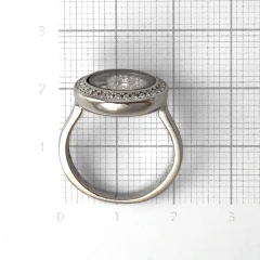 Кольцо из серебра с фианитами и стеклом