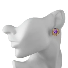 Серьги из красного золота с аметистом и фианитами