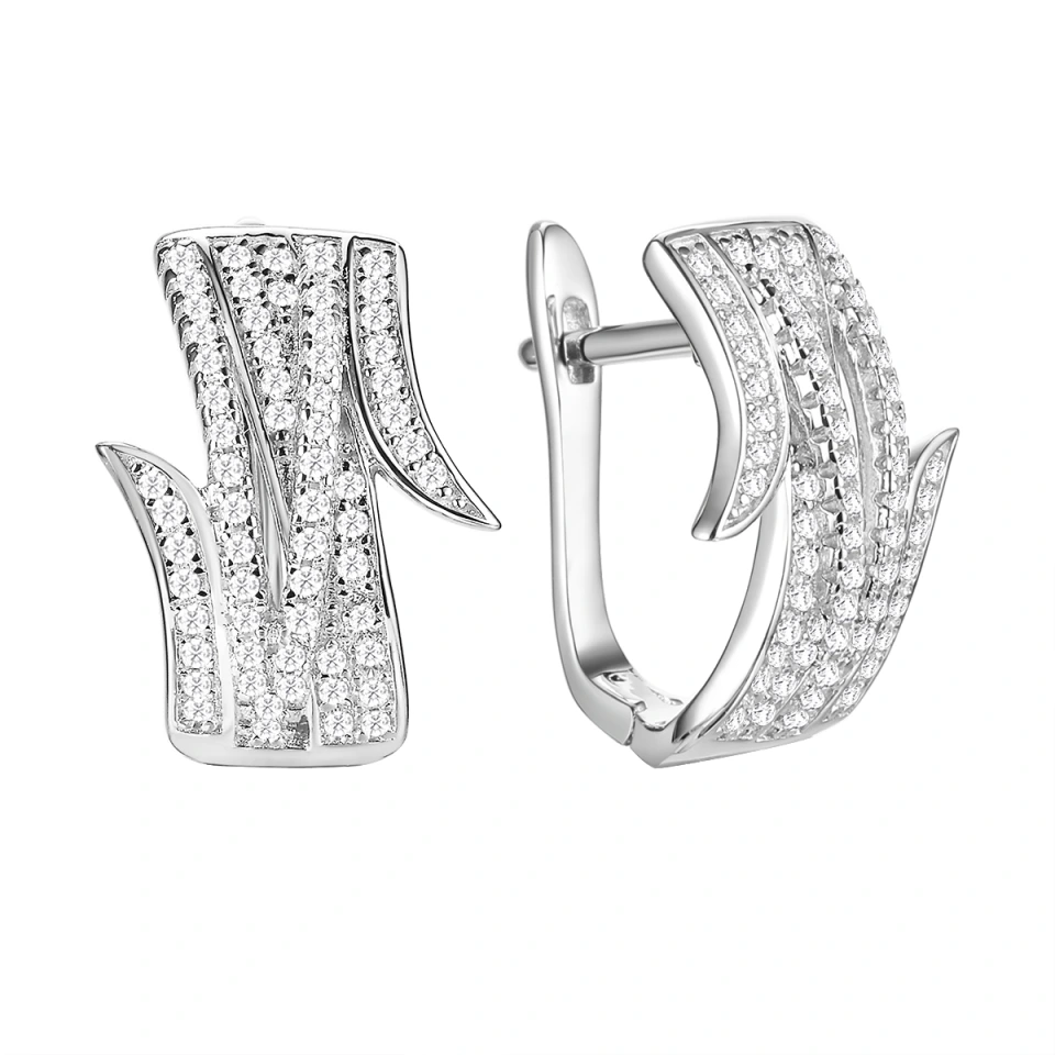 Серьги из серебра с фианитами