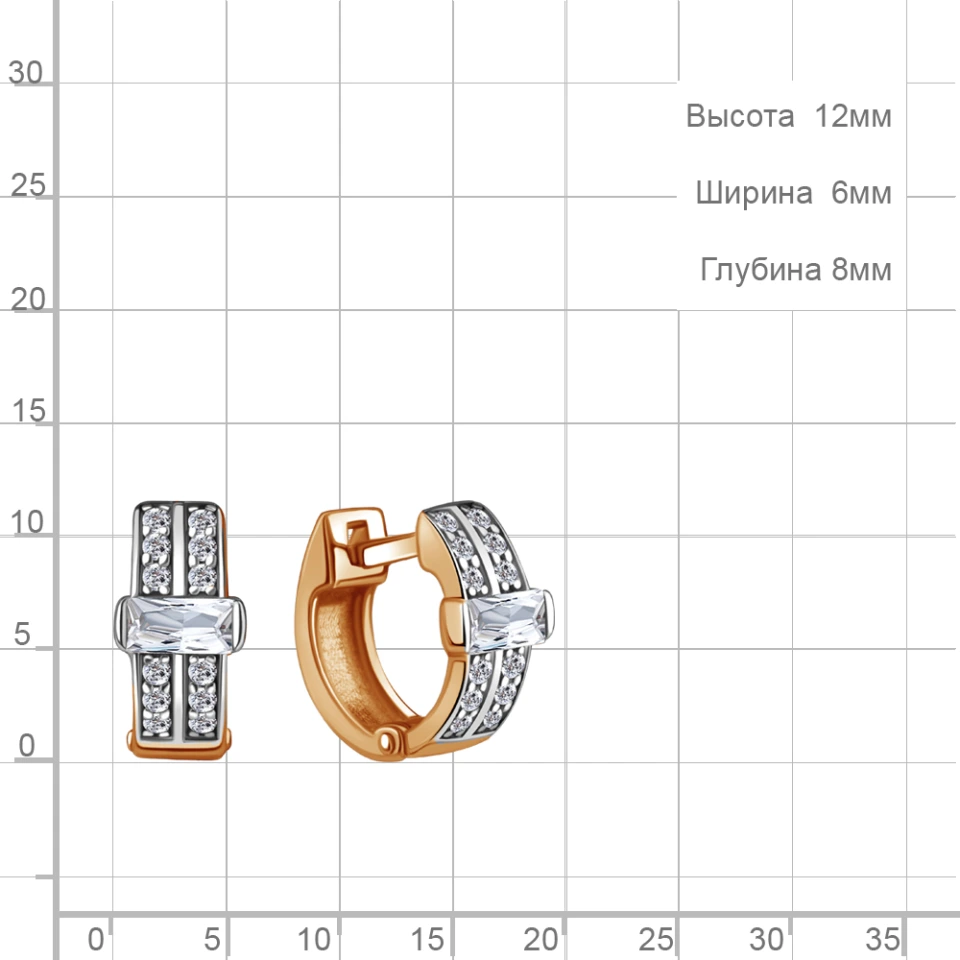 Серьги из красного золота с фианитами