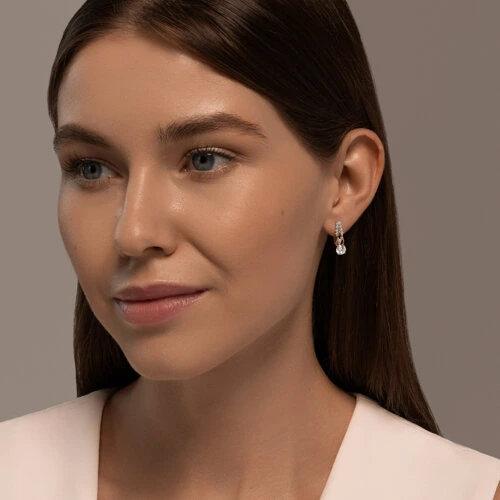 Серьги из красного золота с фианитами