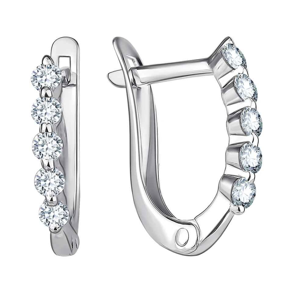 Серьги из серебра с фианитами