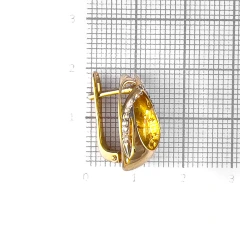 Серьги из золота с янтарем и фианитами