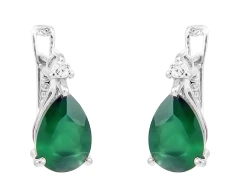 Серьги из серебра с агатом и фианитами
