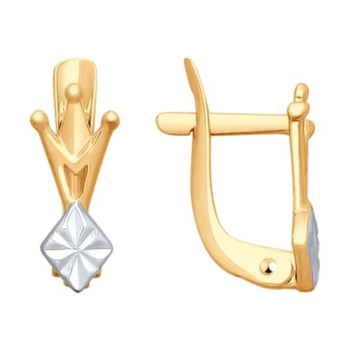 Серьги «Корона» из красного золота 585 пробы