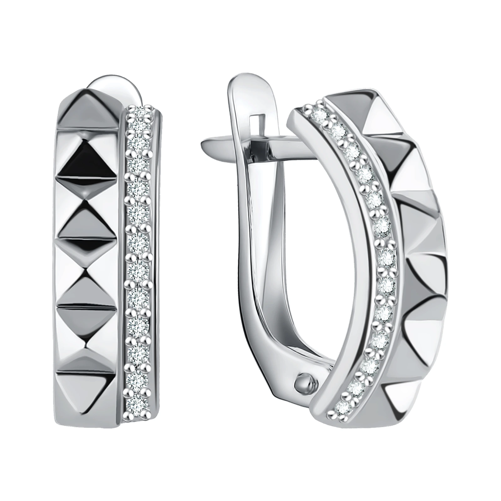Серьги из серебра с фианитами