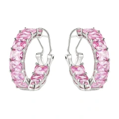 Серьги конго из серебра с фианитами
