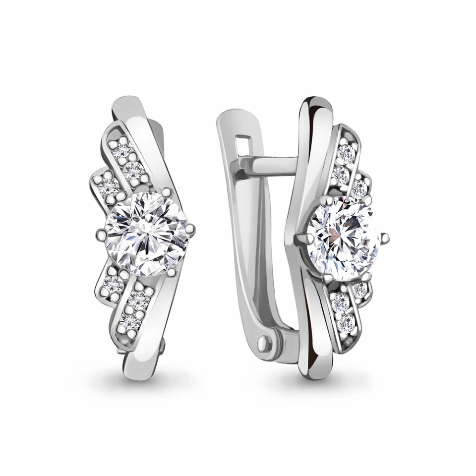 Серьги из серебра с фианитами