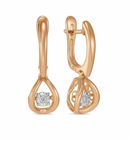 Серьги из красного золота с бриллиантами