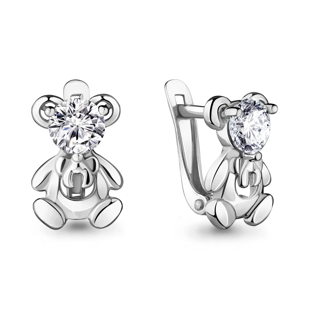 Серьги из серебра с фианитами
