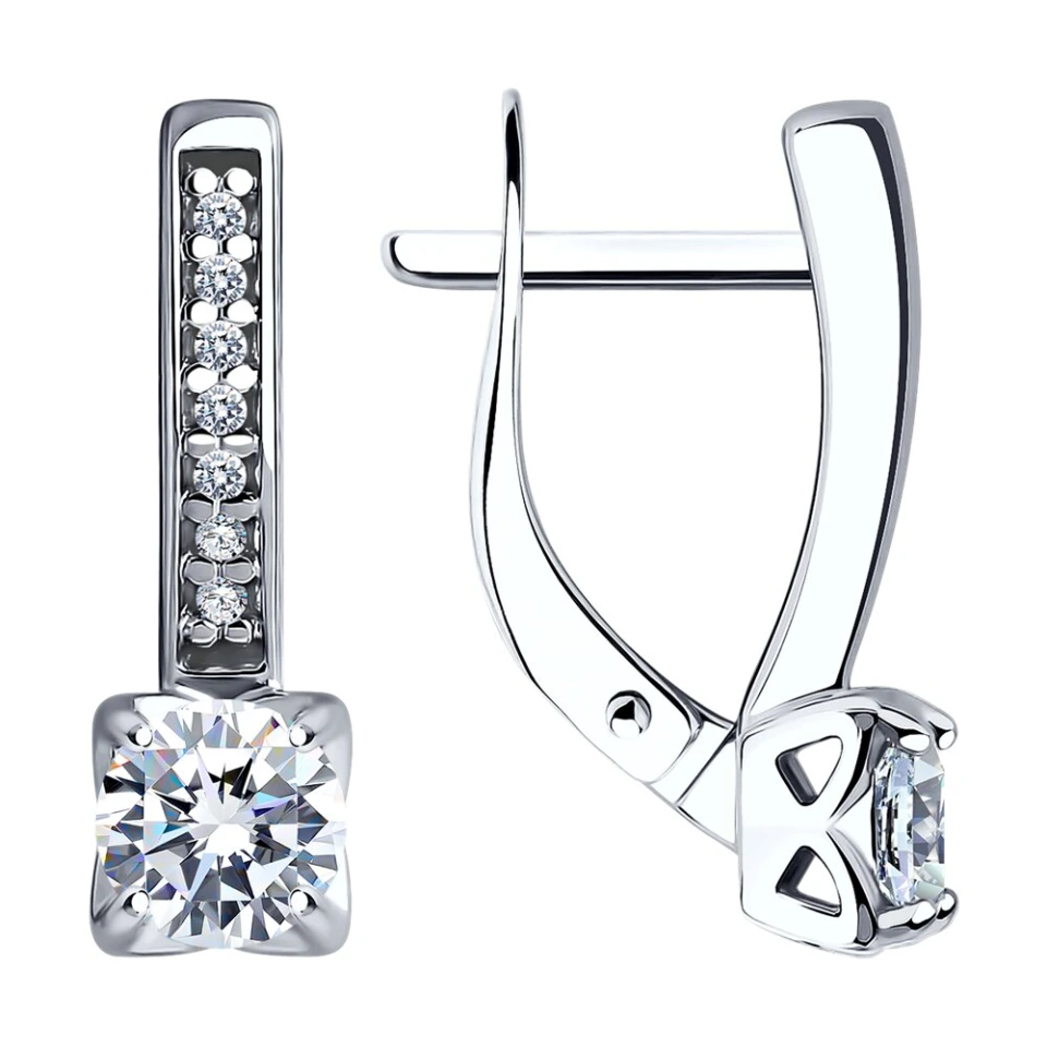 Серьги из серебра с фианитами