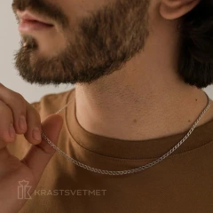 Цепь из серебра 925, плетение «Ромб двойной»