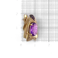 Серьги из красного золота с аметистом и фианитами