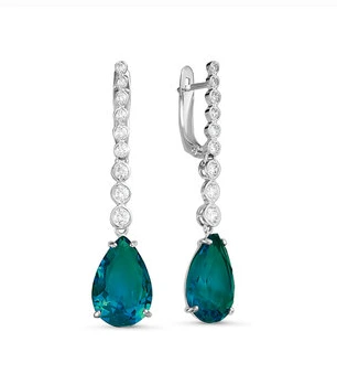 Серьги из серебра с кварцем и фианитами