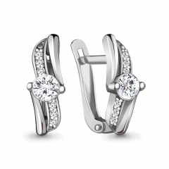 Серьги из серебра с фианитами
