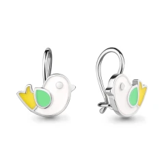 Серьги «Птички» из серебра с эмалью