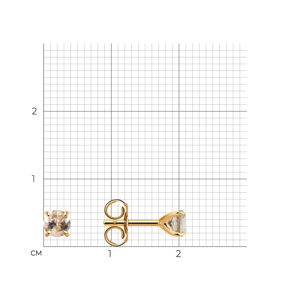 Серьги пусеты из красного золота с топазами